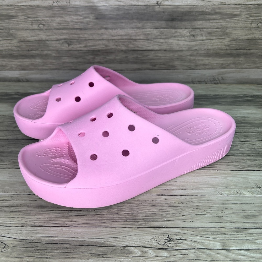 Crocs Platform Slide Open Toe Womens Size 11 Sandals Pink Flamingo - Picture 1 of 9